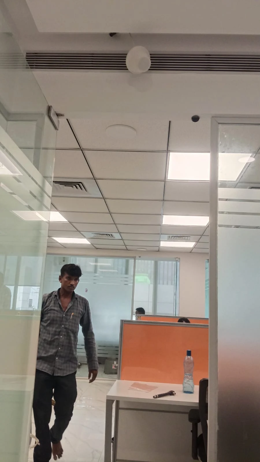 Completed ceiling antenna installation inside an office